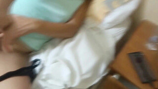 Stepson fucks me on the beach, he cums inside me and my cum spills out.