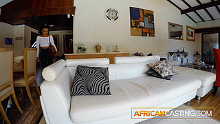 Bubble Butt Ebony Slut Cumming & Squirting On Producers White Cock