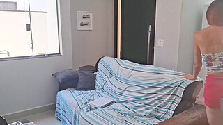 Mature old man enters the bathroom with a young girl!