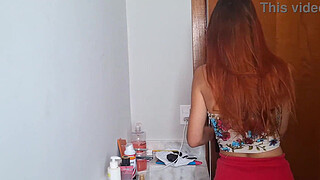 Mature old man enters the bathroom with a young girl!