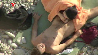 Beach Voyeur. Is fresh sperm good as a sunblock cream?