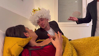 3 Wise Men grant me a wish. Double penetration with deep throats and a lot of milk