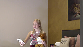 Hot and Sexy Big Tits girl gives a handjob full clothed on high heels for making the big cock amateur guy dripping precum