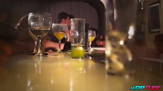 Fucking in a bar in front of customers