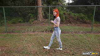 BANGBROS - Sawyer Kelly Gets Her Shaved Tight Pussy Stretched By A Huge Dick In The Bang Bus