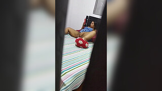 My stepbrother discovers me masturbating in the room, he is very horny and fucks me and covers my face with milk. FULL STORY