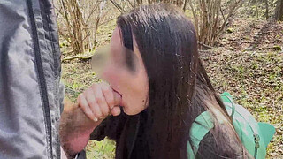 Lara seduces a stranger in the woods and takes him in her mouth