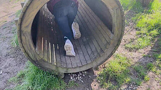 Lara seduces a stranger in the woods and takes him in her mouth