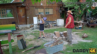 DADDY4K. Surprise sex with StepDaddy’s huge cock while the boyfriend is fixing the floor