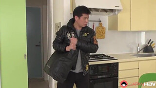 Welcome to this naked house where Miyu Shiina is sucking the new room mate