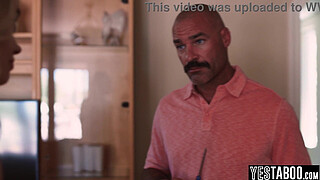 Petite blonde teen gets her tight pussy railed hardcore by her big cock stepdad