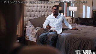 Tiny stepdaughter gets her hairy teen pussy plowed by her big dick black stepdad