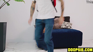 Big boobs ebony MILF threesome with big ass room mate and her big cock boyfriend