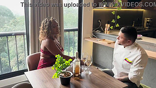 Curvy Hot ebony milf its planted for her Date and fuck the chef big cock for confort- Carla Morelli