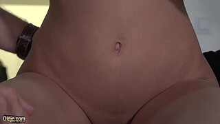 Sweet young pussy hardcore double penetrated by two grandpa cocks in the same time