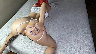 Lesbian tries a dick and curses dirty when it suddenly flies into the ass