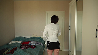 Try on new clothes skirts/pants/tops/blouses