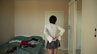 Try on new clothes skirts/pants/tops/blouses