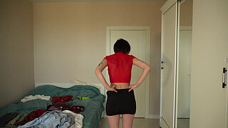 Try on new clothes skirts/pants/tops/blouses