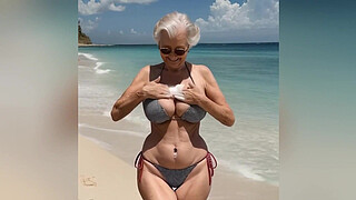 Granny Showing her New Sexy Bikini with Dirtytalk. Watch the Horny GILF Nude at the End | AI-generated