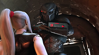 Animated bitch thanked the monster with anal and blowjob for saving - 3d hard rough sex