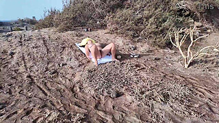 Suddenly a Stranger sneaks up and starts Touching my hairy Pussy on the Beach.