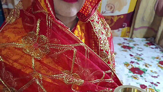 Desi married bhabhi karwa chauth Puja with Dever clear Hindi audio