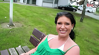 Chubby German persuaded to have sex on the street