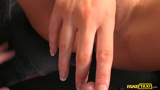 Fake Taxi - The Girl In The Blue Dress - Horny brunette business woman in her 30s with big tits cums hard on cabbies cock