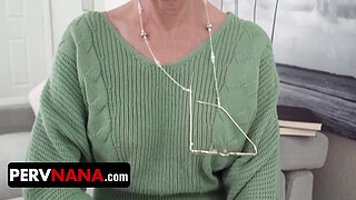 Step-grandson Accidentally Catches His Step-nana Masturbating Wildly With A Huge Sex Toy - PervNana