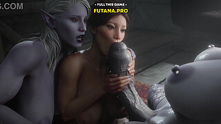 Two big dicks greatly surprised the MILF.. Hot animation 3d futa threesome.