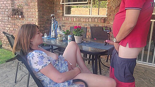 Mutual masturbation Caught my friends wife fingering herself on the patio so i joined her