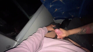 I suck an unknown passenger on a real bus and he cums in my mouth