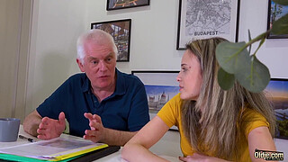 Super sexy young blonde has hardcore sex with her older husband and she swallows his cum