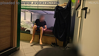 HOSTEL MIXED ROOM: shower flashing masturbation