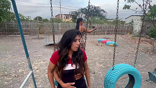 And if they discover us? , fun sex in a public park with my fucking whore girlfriend and a horny stranger