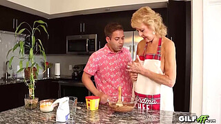 GILFAF - 72 Year old Grandma Fucks Stud in Kitchen