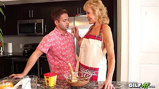 GILFAF - 72 Year old Grandma Fucks Stud in Kitchen