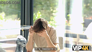 VIP4K. Hot Una Fairy with natural tits sucked her BF's cock and then fucked his old man