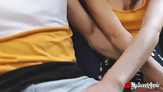 Risky Blowjob on a Public Bus - She swallows all my cum