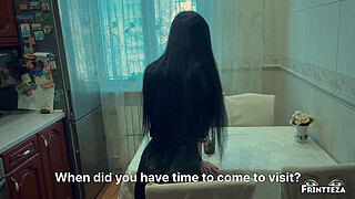 Stepson creampie in Stepmom. Morning cheating on the kitchen.