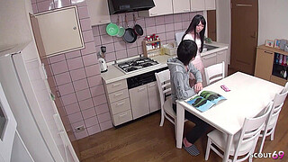 Virgin Japanese Teen seduce to Creampie Fuck by Classmate when home alone