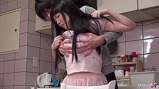 Virgin Japanese Teen seduce to Creampie Fuck by Classmate when home alone