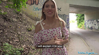 Public Agent hot babe with the CUTIEST ass fucks outdoors in a PUBLIC place