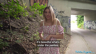 Public Agent hot babe with the CUTIEST ass fucks outdoors in a PUBLIC place