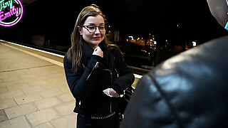German TinyEmily fucked by train inspector and pussy creampied