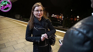 German TinyEmily fucked by train inspector and pussy creampied