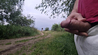 Man flashes in public and jerks off dick near unknown girl. OMG!