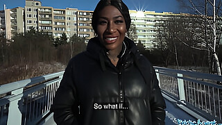 Public Agent Josy Black shows her big beautiful black ass whilst riding a big fat dick