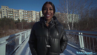 Public Agent Josy Black shows her big beautiful black ass whilst riding a big fat dick